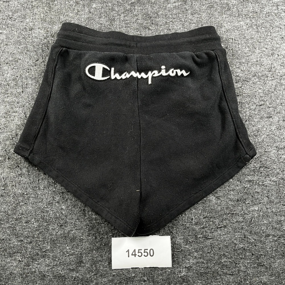 Champion Reverse Weave Shorts Womens XS Black Logo Fleece Drawstring Waist